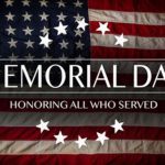 American flag with the text Memorial day. Celebration of all who