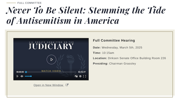 Senate Judiciary Committee hearing on antisemitism Senate Judiciary Committee hearing on antisemitism